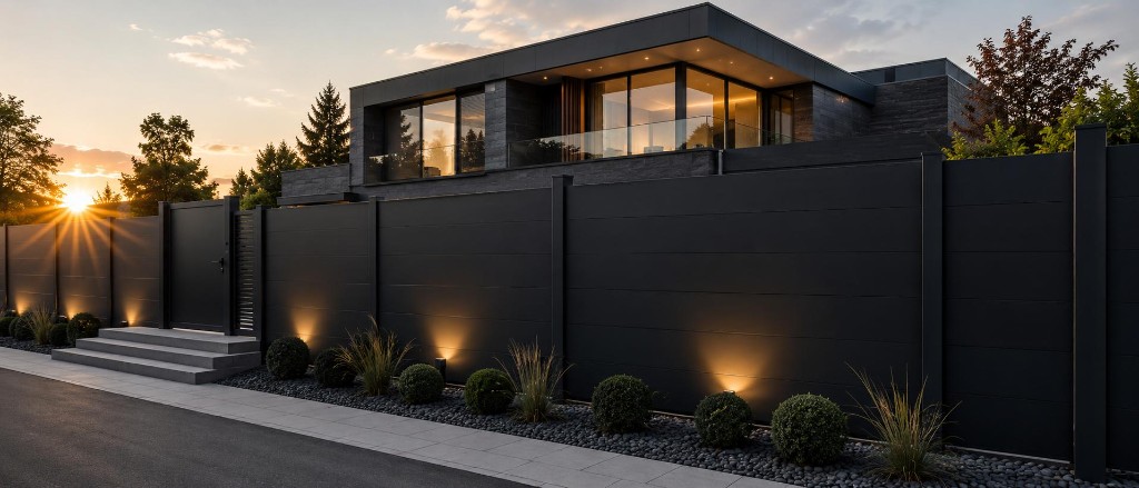 Solid panel aluminum privacy fence
