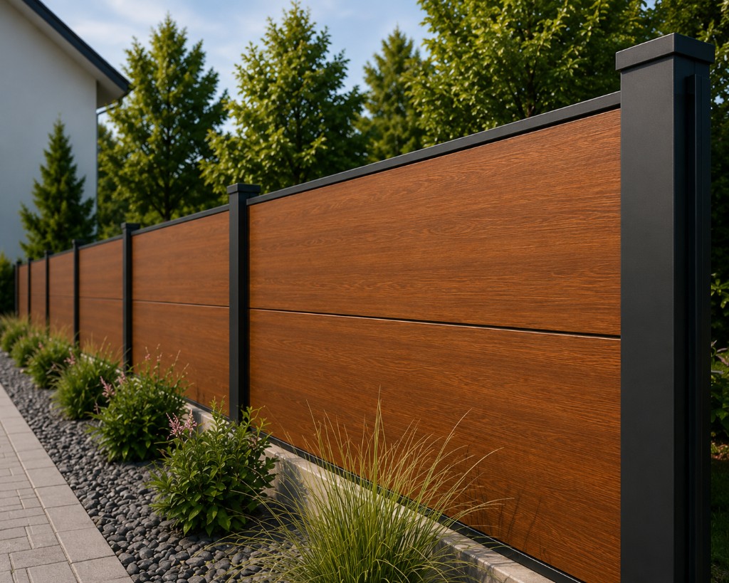 Wood-look aluminum fence